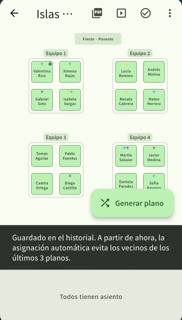 Al confirmar un plano se guarda, y el siguiente evita a esos vecinos